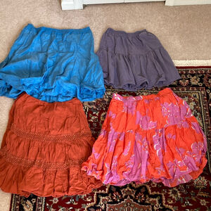 LOT of 4 skirts - various brands sizes 10-12; orange pink blue purple